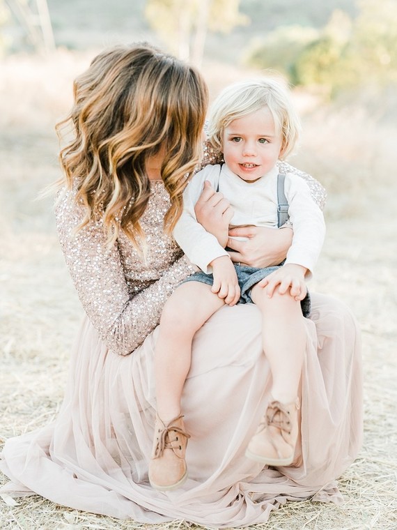 Rustic sparkle holiday family photos in San Diego