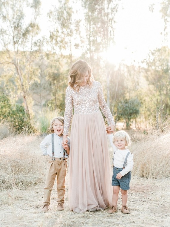 Rustic sparkle holiday family photos in San Diego