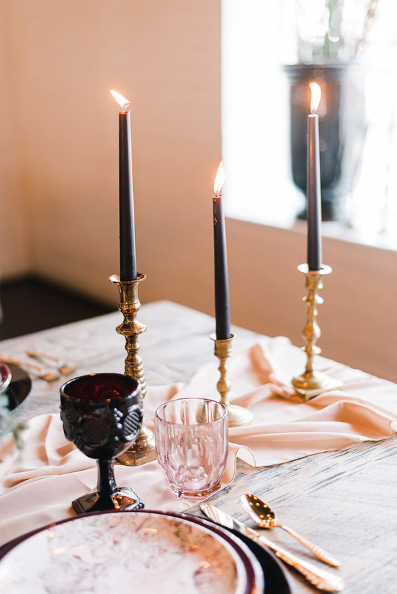 Moody blush and black winter wedding inspiration