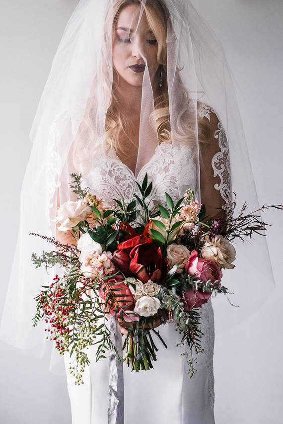 Moody blush and black winter wedding inspiration
