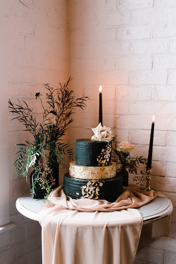 Black and blush wedding cake