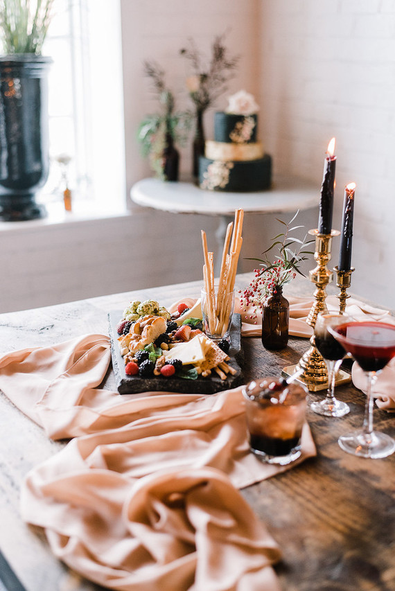 Moody blush and black winter wedding inspiration