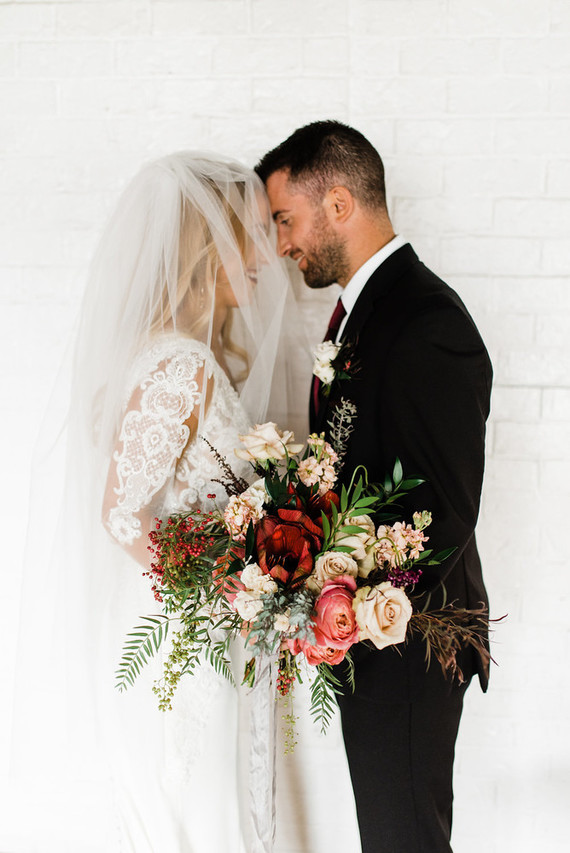 Moody blush and black winter wedding inspiration