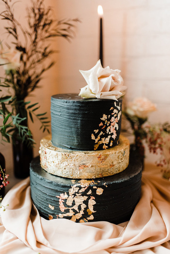 Black and blush wedding cake
