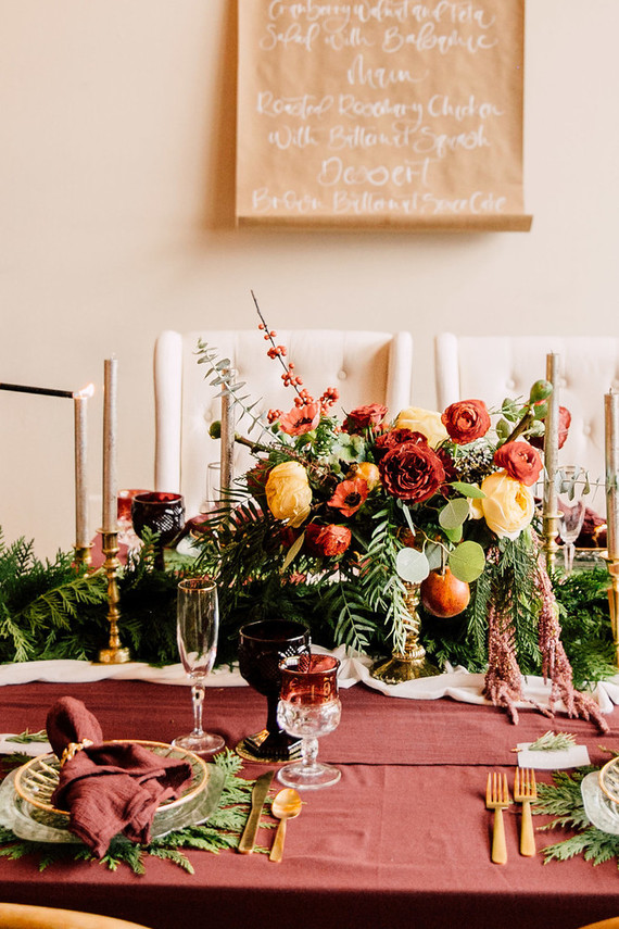Rose and red winter wedding ideas