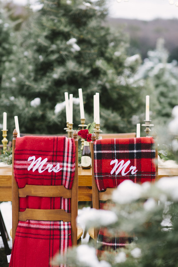 Snowy Christmas tree farm wedding ideas