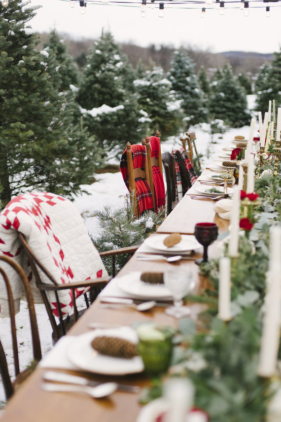 Snowy Christmas tree farm wedding ideas