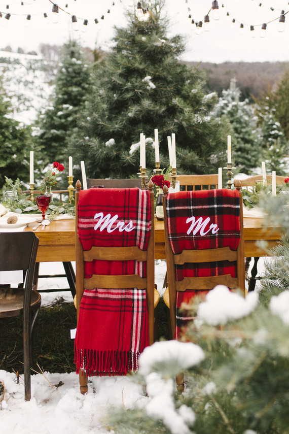 Snowy Christmas tree farm wedding ideas