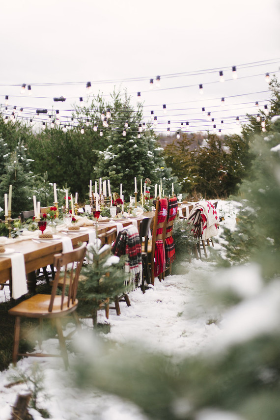 Snowy Christmas tree farm wedding ideas
