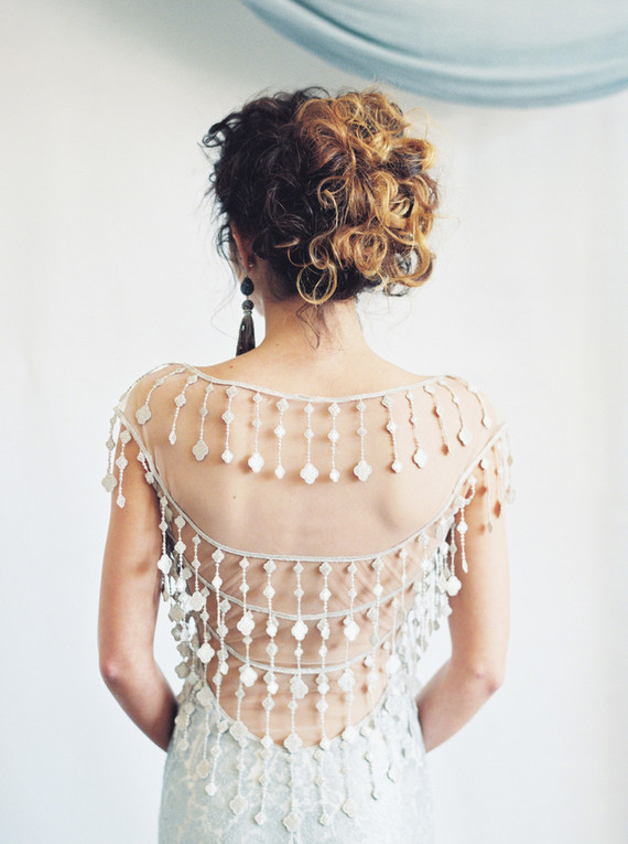 unique beaded back wedding dress Inspiration