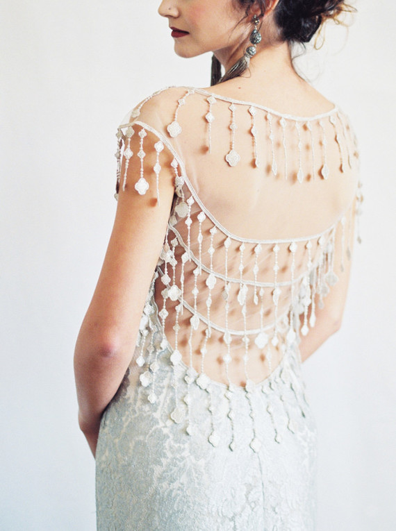 unique beaded back wedding dress Inspiration