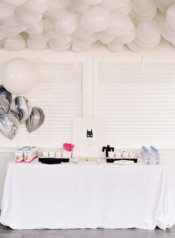 Black and white and pink modern Batman birthday party