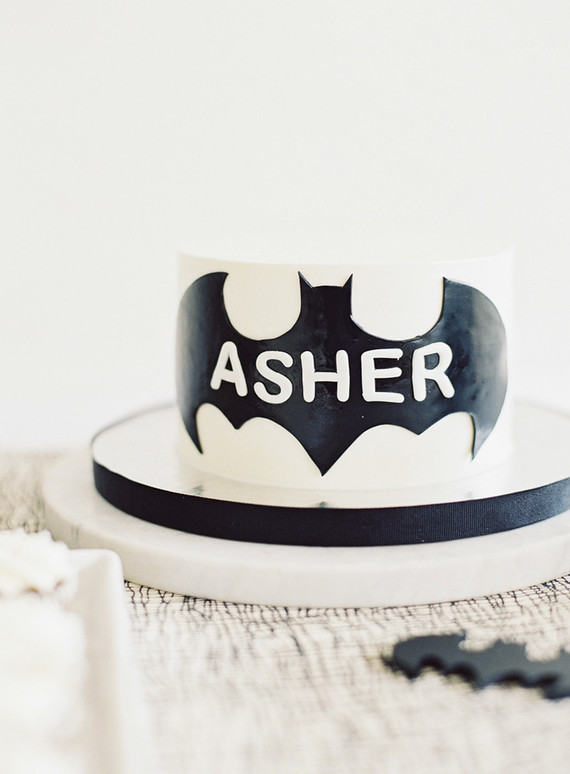 Black and white and pink modern Batman birthday party