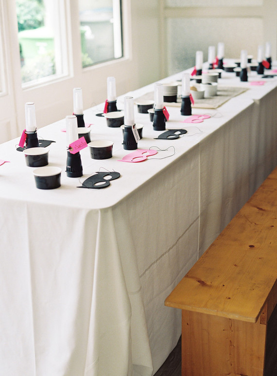 Black and white and pink modern Batman birthday party