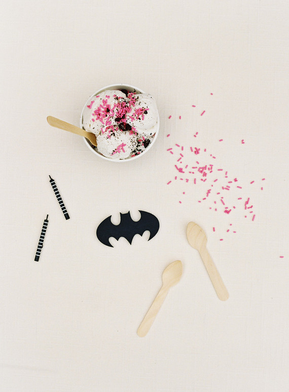 Black and white and pink modern Batman birthday party