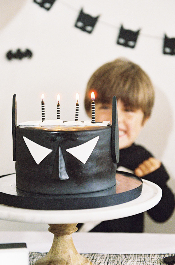 Black and white and pink modern Batman birthday party