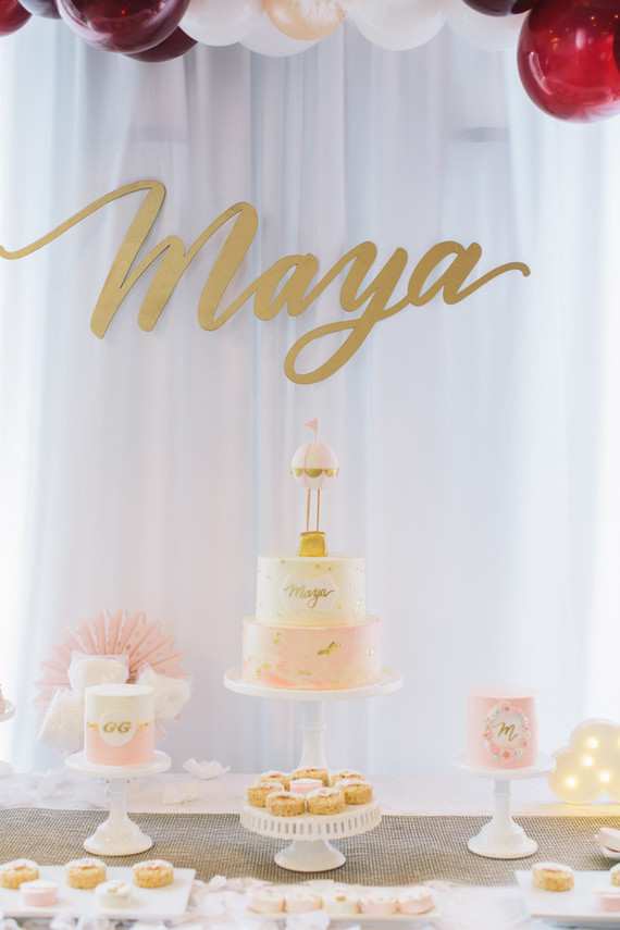 Pink hot air balloon 1st birthday party