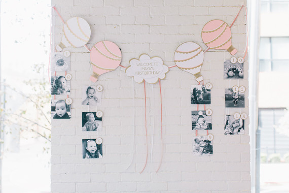 Pink hot air balloon 1st birthday party