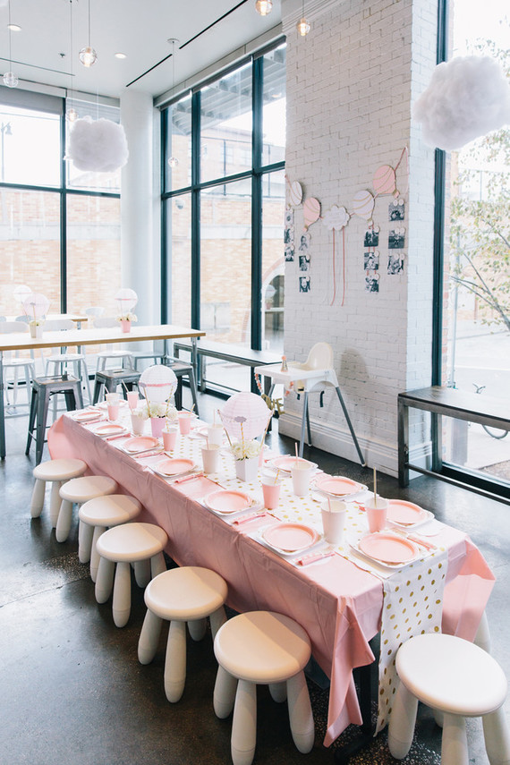 Pink hot air balloon 1st birthday party