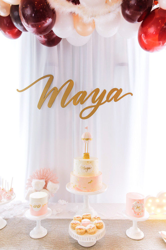 Pink hot air balloon 1st birthday party