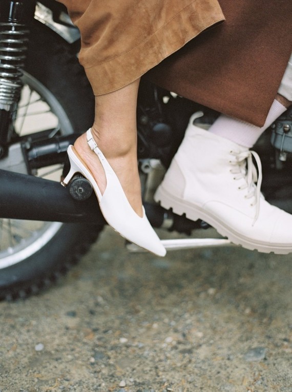 Stylish mod engagement photos on Galiano Island