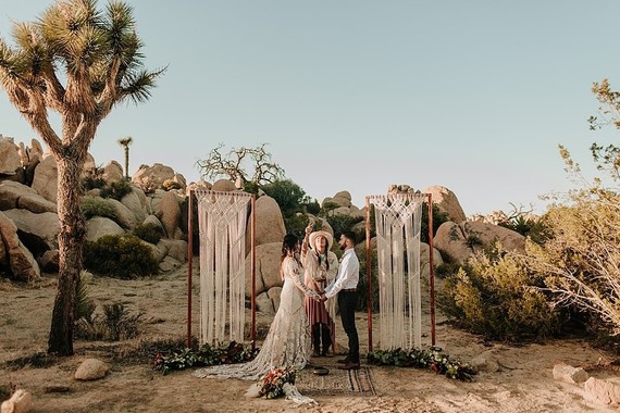 Bohemian road trip elopement ideas in Joshua Tree