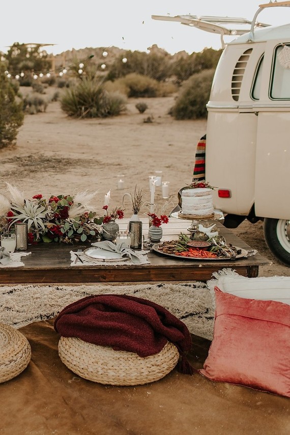 Bohemian road trip elopement ideas in Joshua Tree