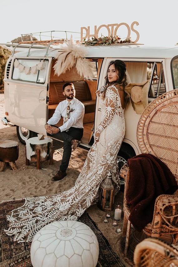 Bohemian road trip elopement ideas in Joshua Tree