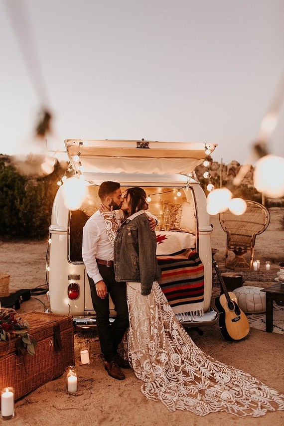 Bohemian road trip elopement ideas in Joshua Tree