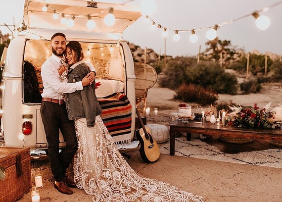 Bohemian road trip elopement ideas in Joshua Tree