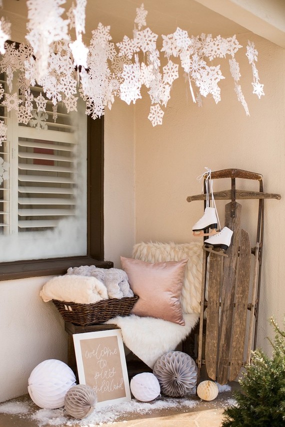 Feminine winter wonderland 1st birthday party Inspiration