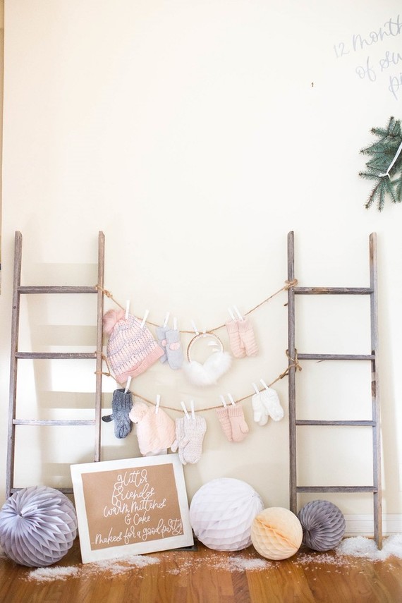 Feminine winter wonderland 1st birthday party Inspiration