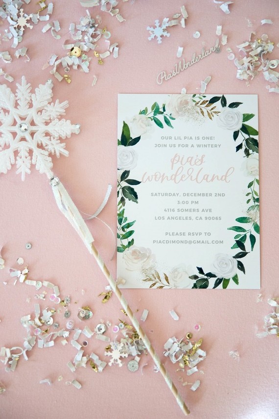 Feminine winter wonderland 1st birthday party Inspiration