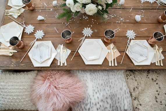 Feminine winter wonderland 1st birthday party Inspiration