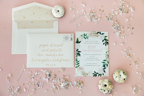 Feminine winter wonderland 1st birthday party Inspiration