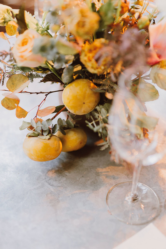 Modern fall florals with persimmons Inspiration