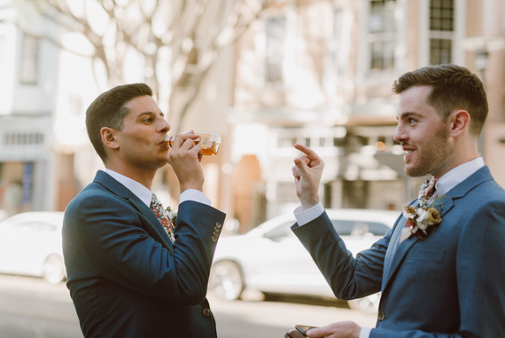 Modern same sex wedding at Foreign Cinema in San Francisco