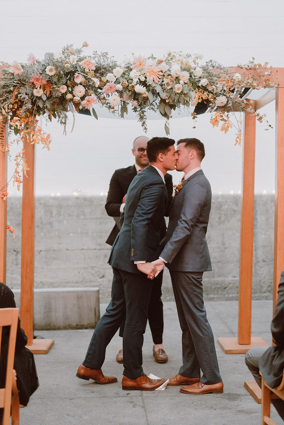 Modern same sex wedding at Foreign Cinema in San FranciscoModern same sex wedding at Foreign Cinema in San Francisco
