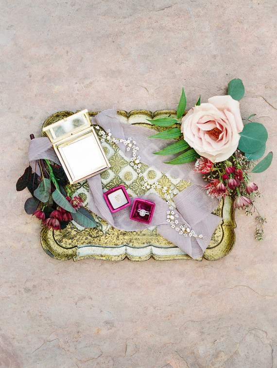 Jewel Tone garden wedding editorial at Eden Gardens