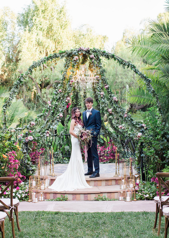 Jewel Tone garden wedding editorial at Eden Gardens Inspiration