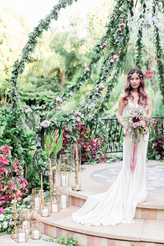 Jewel Tone garden wedding editorial at Eden Gardens