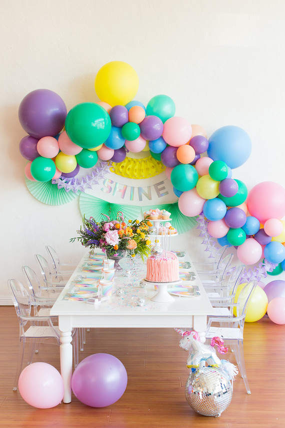 Rainbow pastel unicorn birthday party Inspiration