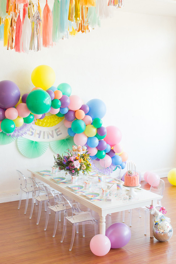 Rainbow pastel unicorn birthday party Inspiration