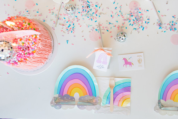 Rainbow pastel unicorn birthday party Inspiration