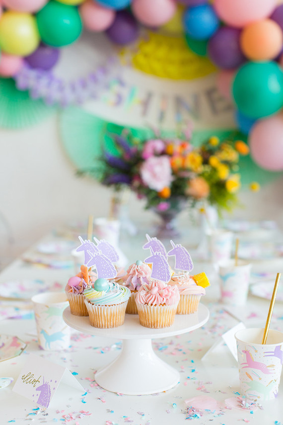 Rainbow pastel unicorn birthday party Inspiration