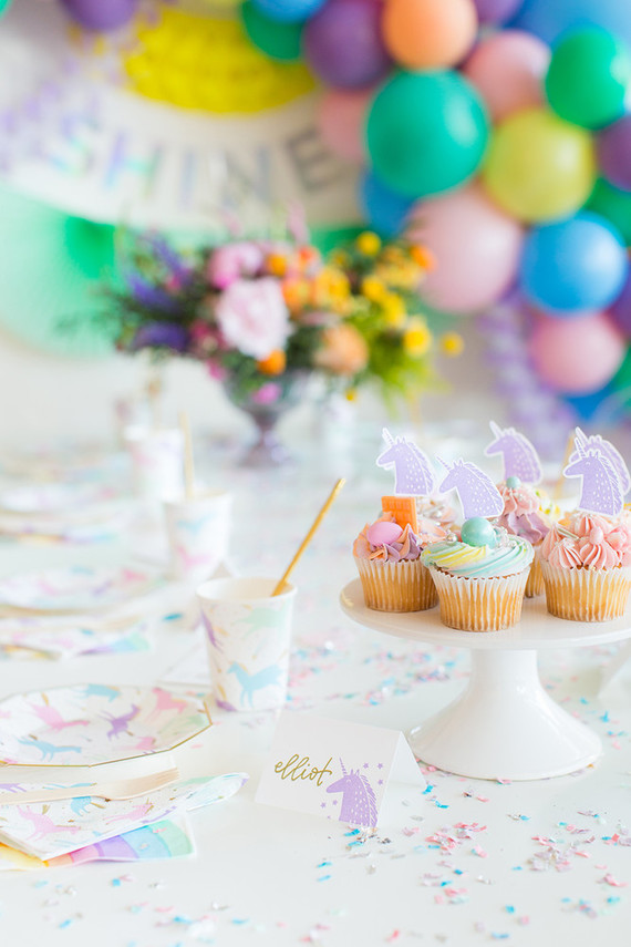 Rainbow pastel unicorn birthday party Inspiration