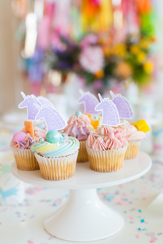 Rainbow pastel unicorn birthday party Inspiration