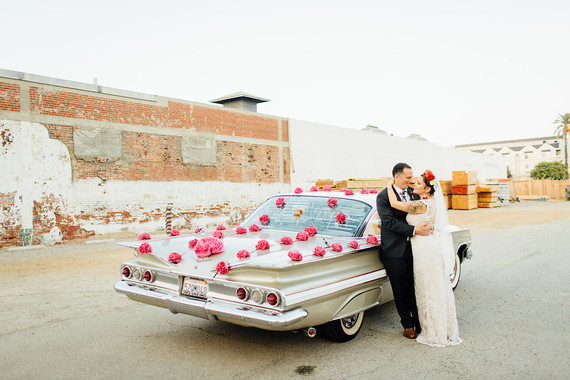 Vintage car wedding portraits
