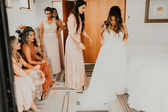 Sunset desert wedding at The Ruin Venue in Joshua Tree