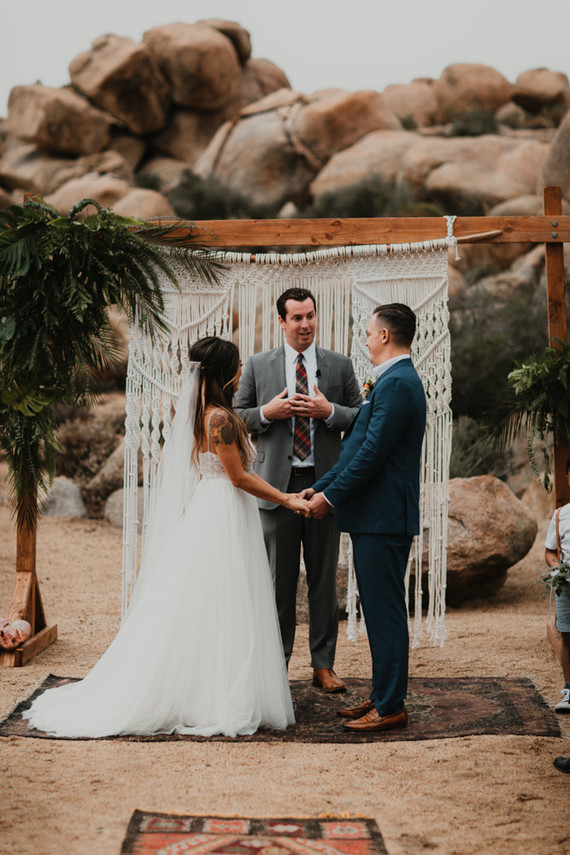 Sunset desert wedding at The Ruin Venue in Joshua Tree